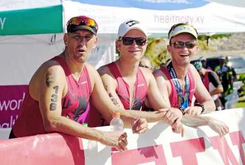 Daniel Cummings, left, with Gareth Van Den Bergh and Amilkar Torres.