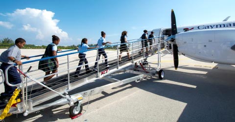 The new Cayman Airways boarding ramps for the Saab and Embraer aircraft that serve the Sister Islands.