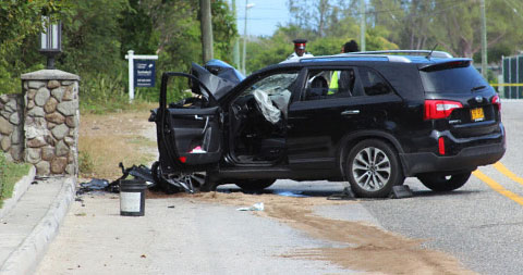 This crash on Shamrock Road, that claimed the life of mother-of-four Rowena Scott on March 11, was one of 12 fatal road accidents in Cayman this year. - PHOTO: BRENT FULLER