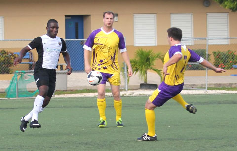 OtisAir Wanderers midfielder Cohen Daley, left, challenges for the ball.