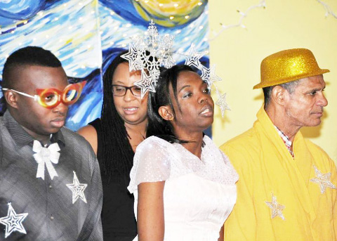 Vocational Coordinator Suzette Stewart with  Harris Egbert, Tessa Terry and Oral Powery, who played the Stars. - Photos: Toni Johnson