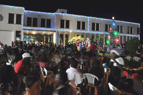 The tree glows at the Brac Christmas Tree Lighting celebration.