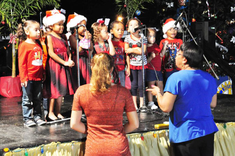 The Cayman Brac Daycare pre-kindergarden class performs a musical number. - PHOTOS: ED BEATY