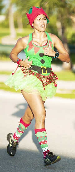 This jolly elf was among the runners who dressed in costume.