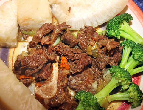 Traditionally, Caymanians enjoy a plate of stew beef during Christmas.