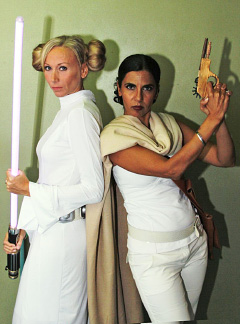 Kym Bailey and Vijay Singhera as dueling Princess Leias.
