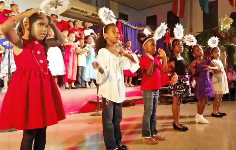 From left, Leilya Hydes, Najwa Ow, Sariah Douglas, Khalia Dawkins, Marion Duhaney, Natalie Bodden perform at the Infants concert.