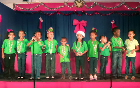 Reception students, from left: Janae Terry, Alexandria Lindsay, Keilani Pouchie Bazil, Ariella McLaughlin, Omar Reid, Rihana Sevilla, Cassidy Ebanks, Zai Rivera, Ra’Jon Boothe, Jae’Lyn Williams.