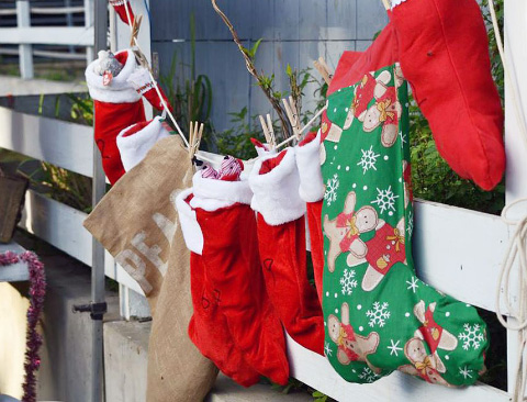 The stocking were hung by the barn with care.