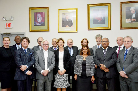 Colleagues and court staff gather with Sir John Chadwick