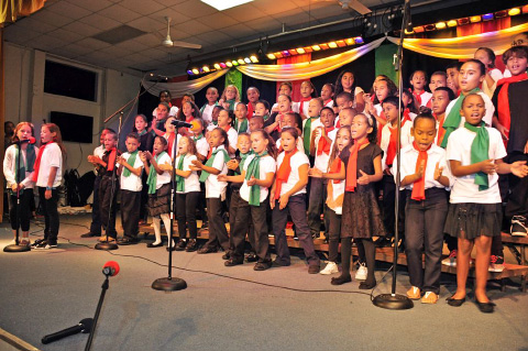 The Primary Juniors, led by Marley Esson and Charlotte Tibbets at far left, had lots of fun singing 