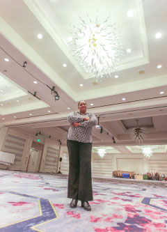 Stanlia Campbell, director of banquets, at The Ritz-Carlton at the ballroom of the hotel, which will be packed with 550 diners on Dec. 25.