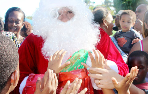 Santa gave out lots of presents.