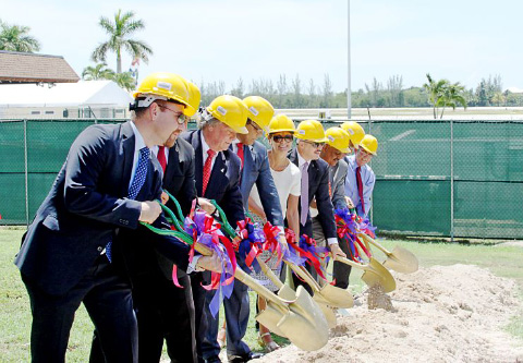 Governor Helen Kilpatrick, center, Premier Alden McLaughlin, fourth from left, and members of government and the private sector