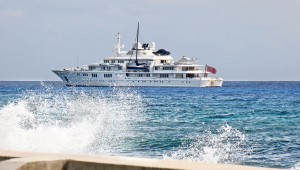 Paul Allen's yacht Tatoosh is blamed for anchor damage to the reef in the West Bay replenishment zone. - PHOTO: JAMES WHITTAKER