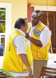 Lion President Ewan Jacques pins Progressive Melvin Jones Fellow Andrew Eden.