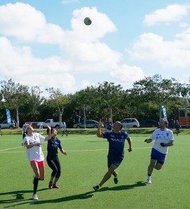 Teams in action at the mixed 9's tournament.