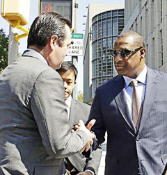 Former FIFA vice president Jeffrey Webb, right