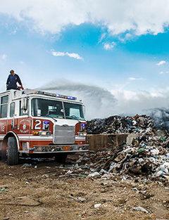 Fire crews were called to douse another fire at the George Town landfill on March 1. - Photo: Taneos Ramsay