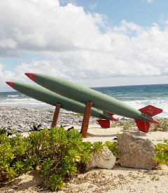 The artist’s mock rockets.