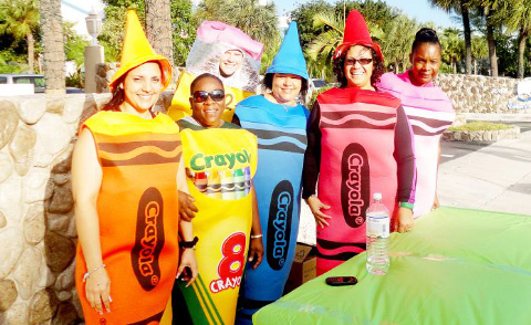 Water stations, like this colorful one in 2014, are always popular.