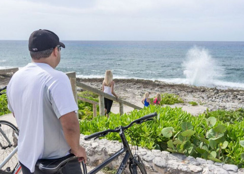 Riders stop at the Blow Holes.