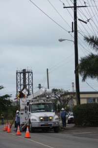 A utility pole near CUC caught on fire Friday.