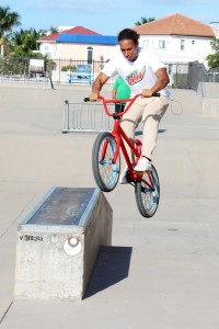 Luis Hernandez showed off his BMX skills to sponsors and supporters of the skate park.