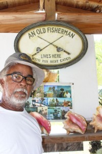 Isen Powery at his shell stall.