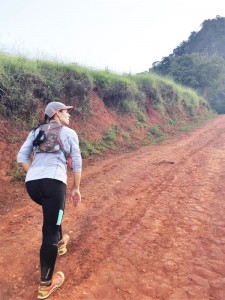 Kerri Kanuga climbs her way to the highest point just before the end of the race.