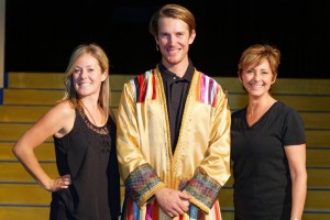 From left, Jennifer La Forge (narrator), Jardel McIntosh (Joseph) and Wendy Moore (narrator).