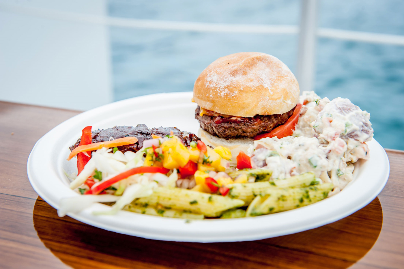 Food , fresh off the onboard grill.