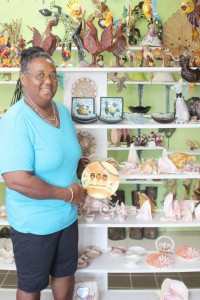 Elsa Edwards with some of her handmade ornaments.