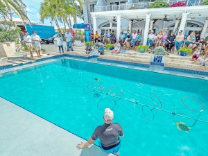 The teams were required to complete an underwater obstacle course to demonstrate their ROV’s manouverability. – PHOTO: LANCE PARTHE