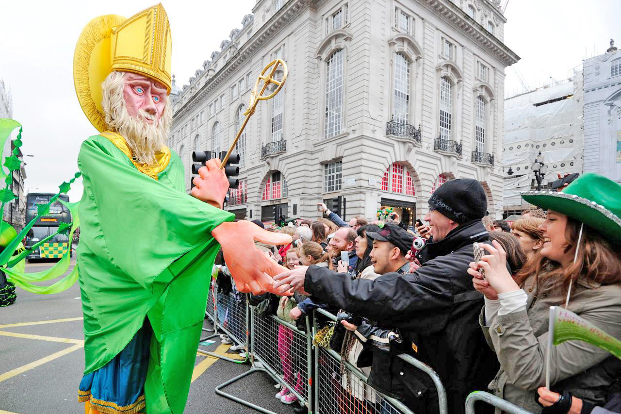 Saint Patrick can be found, larger than life, in London.