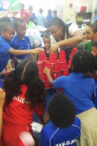 This cup tower proved to be great fun for the Year 2 students. 