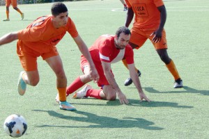Luca’s Pedro Filipe evades Jack Leeland of Maples.