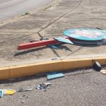 Pedro St. James sign run over for second time