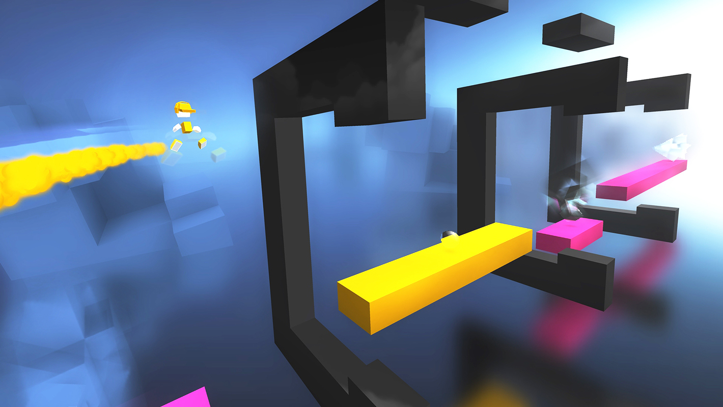 Tap the right hand side of your screen to make him jump, and the left to change his color.