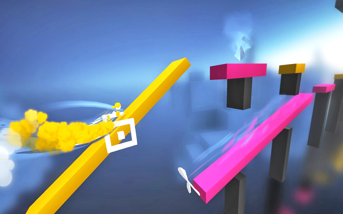 Obstacles get more difficult as the levels go on, but make sure you keep your character the correct color at all times, or it'll be curtains.