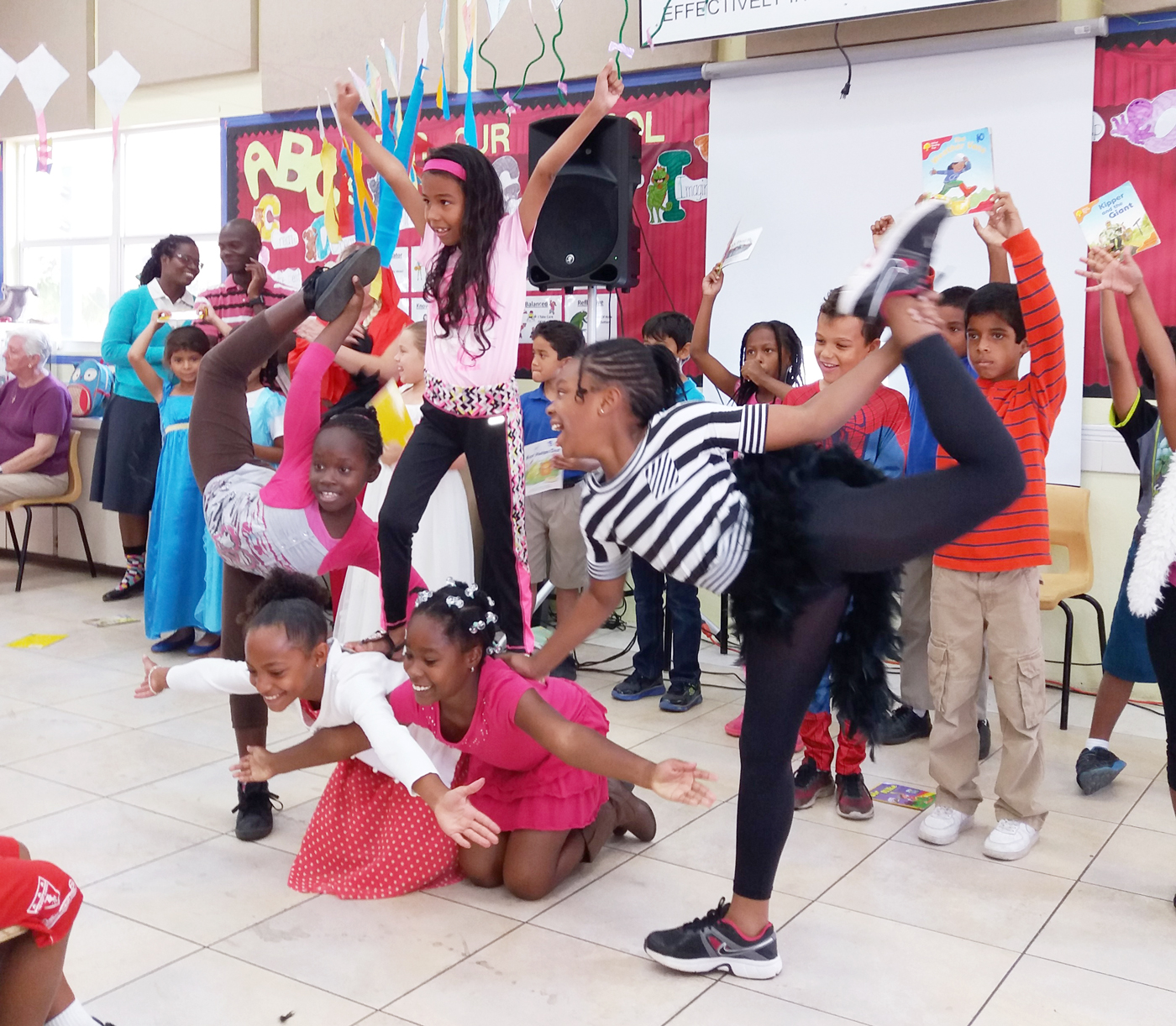 Year 3 Callaghan the winners of the Infant department creative expression competition strike a pose.
