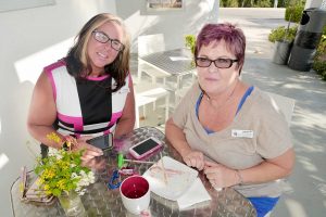 Jackie Hickey and Cindi Roper enjoy tea at the Art Cafe.