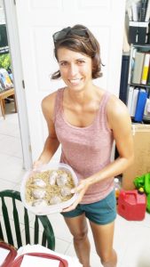 Blue Iguana warden Karen Ford with the latest clutch of eggs destined for the incubator.