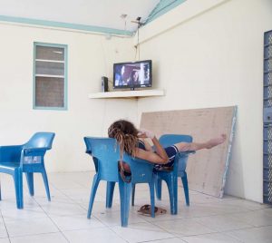 An inmate relaxes at the recreation room in B wing.