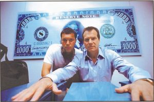 Frank E. Flowers and Bill Paxton on the set of 'Haven.'