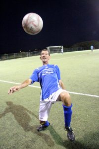 Ryan Bush at the last matchup between West Bay and Bodden Town in May.