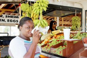 Kenisha Ebanks tries a smoothie from Zippy Farms’s juice truck for the first time.