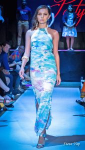 Former Miss Arizona, Maureen Montagne, wears Isy B. on the runway at Phoenix Fashion Week launch. - Photo: Steve Yap