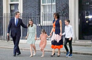 David Cameron, his wife Samantha and their children, from left, Nancy, Florence and Elwen, leave 10 Downing Street on Wednesday. - PHOTO: AP/FRANK AUGSTEIN