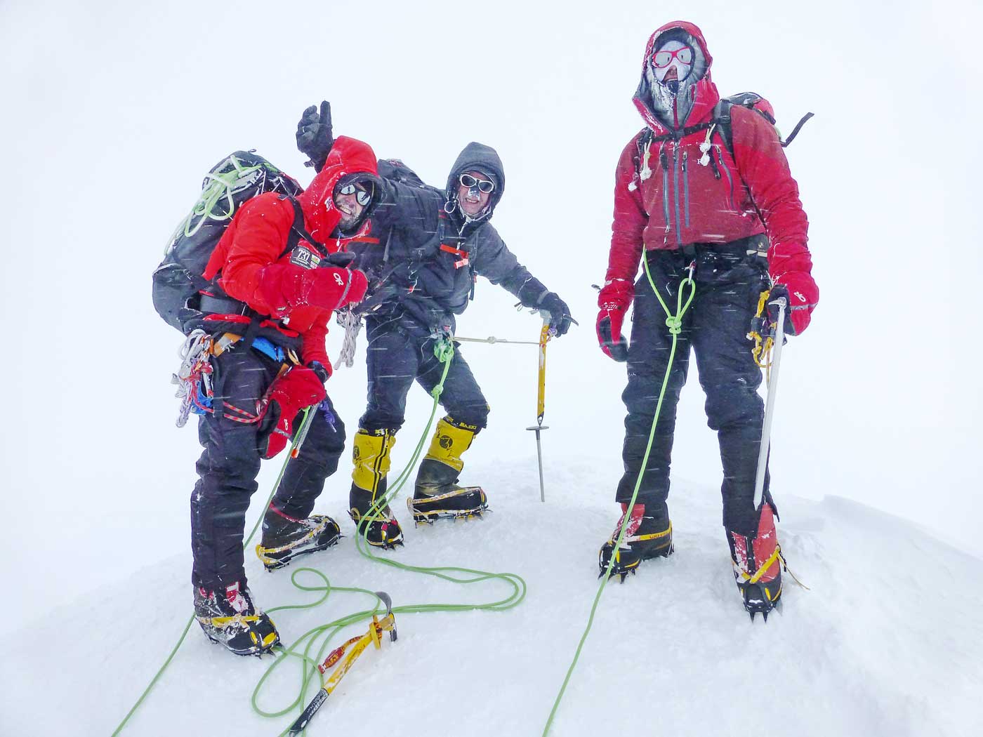 Guy Manning, right, with Matt Parkes, left, and John Moorhouse on the summit of Denali on June 10.